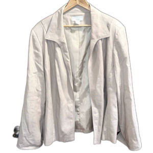 Studio C Plus Women's 22 W Linen Rayon Blend Neutral Minimalist Blazer Jacket
